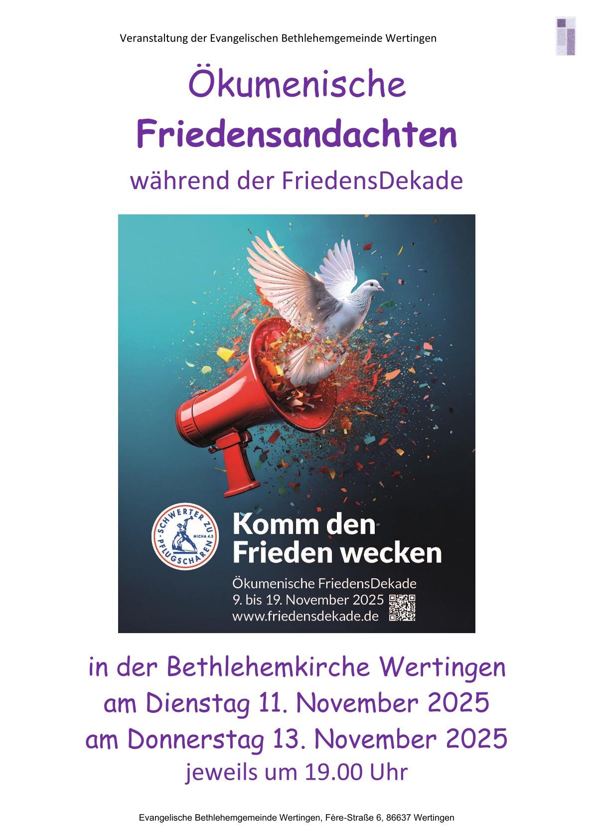 Ökumenische Friedensandacht während der FriedensDekade 