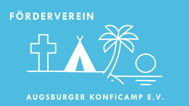 Blaues Bild Konficamp e.V. Förderverein mit Kreut, Palme und Zelt